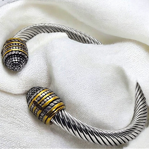 Luxury Stainless Steel Bangle Bracelet Gold & Sterling Silver Plated - Picture 3 of 6